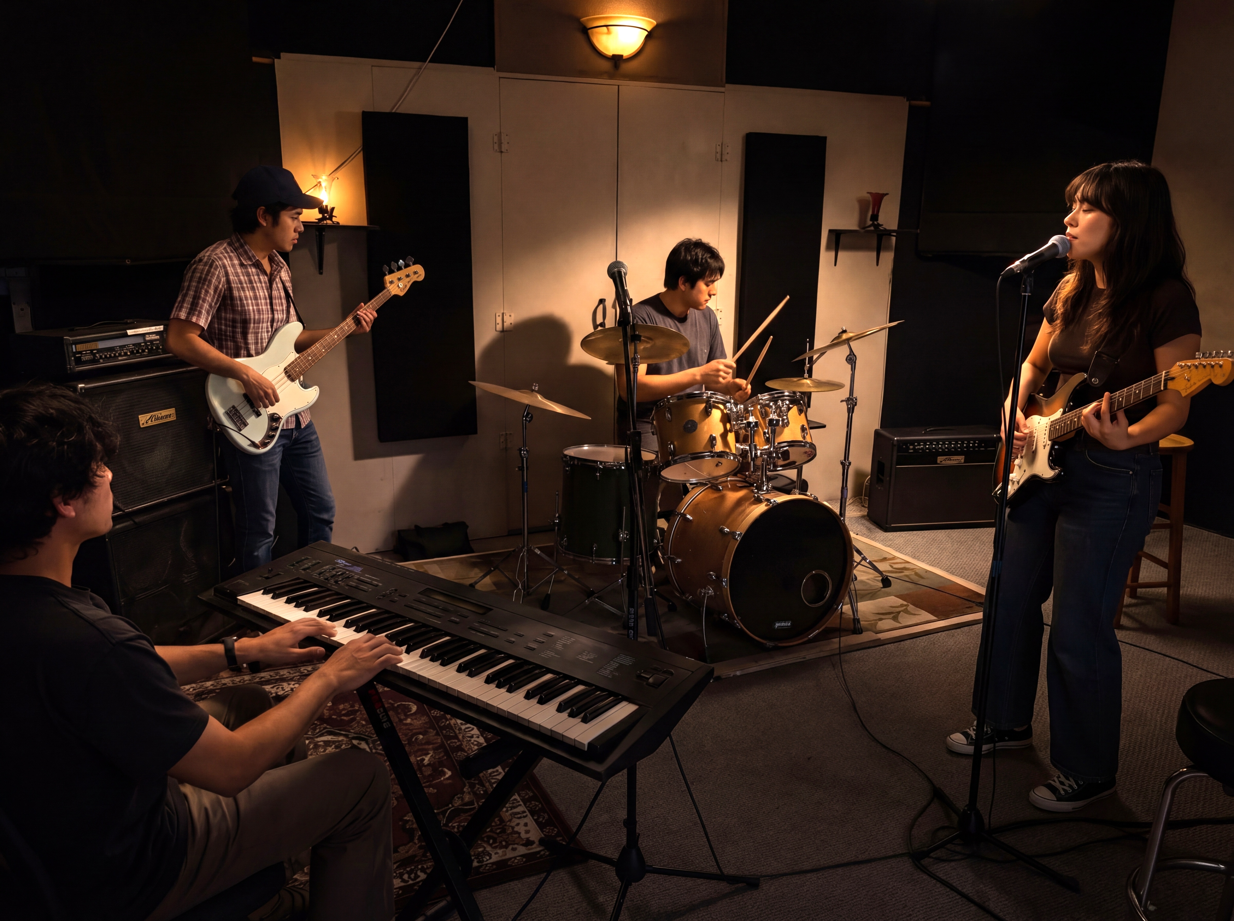 Band recording session